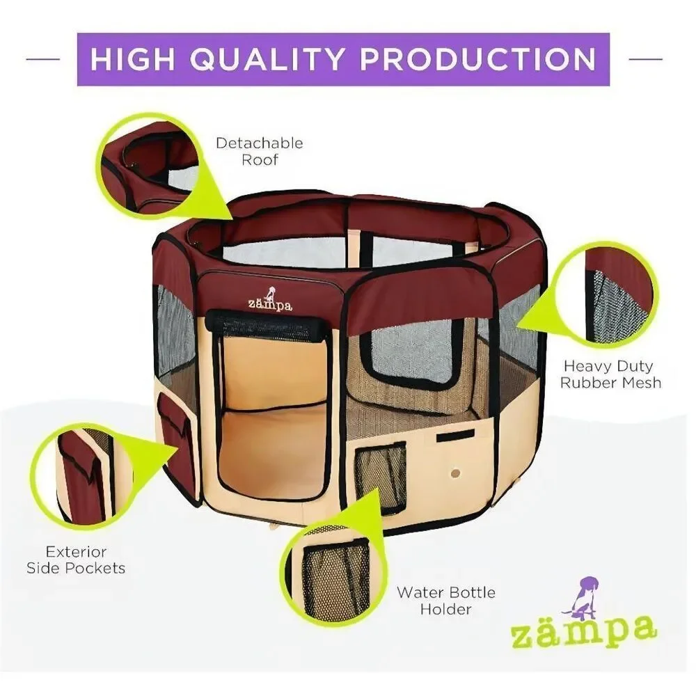 Zampa Pop Up Portable Playpen for Dog and Cat, Foldable | Indoor/Outdoor, NEW